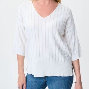 Joseph‎ Ribkoff Womens XS Open Knit V-Neck Shirt